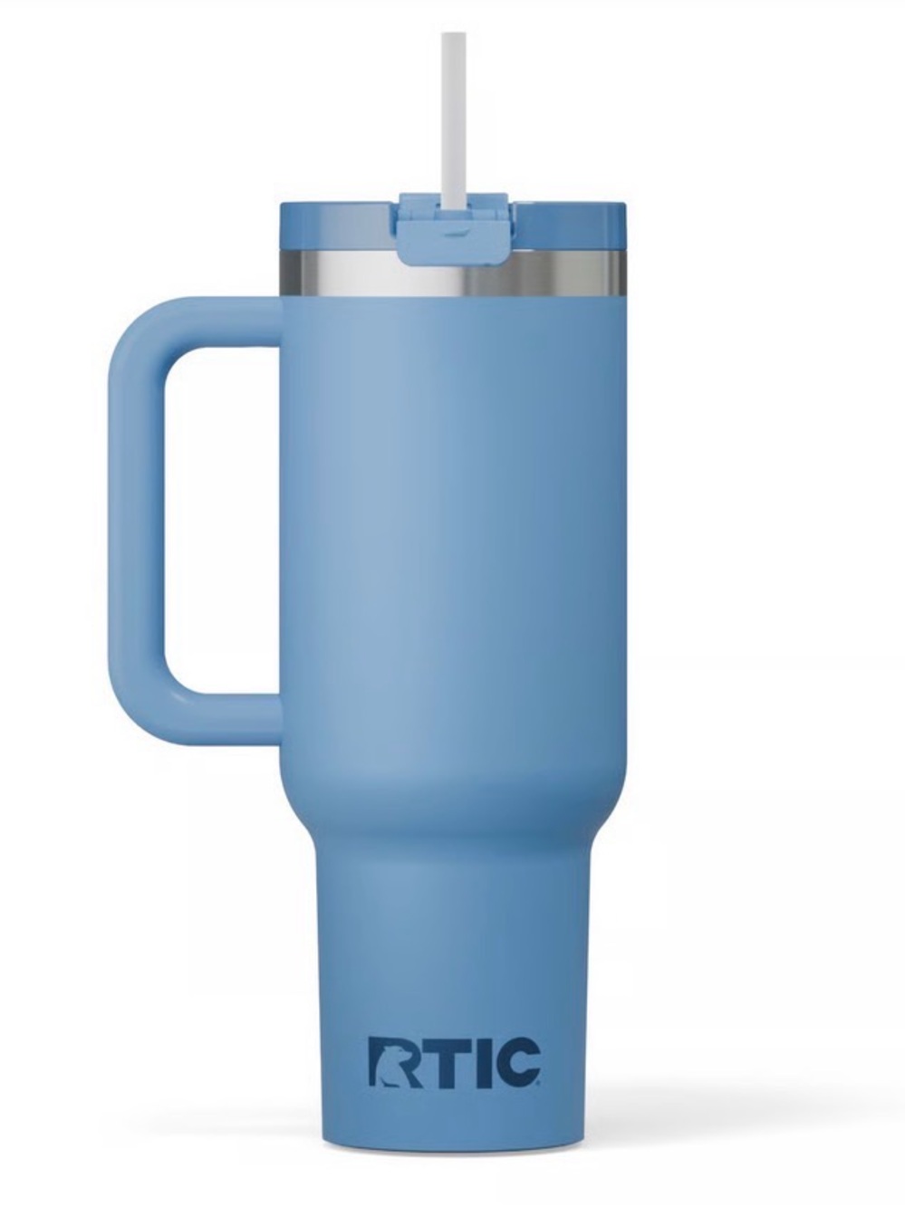 RTIC Sky Blue Insulated Travel Mug with Handle and Straw